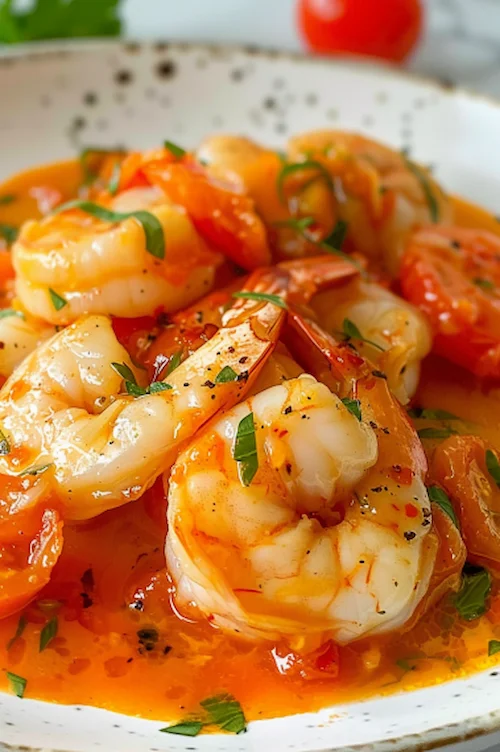 elaboración Bacalao con gambas y tomate