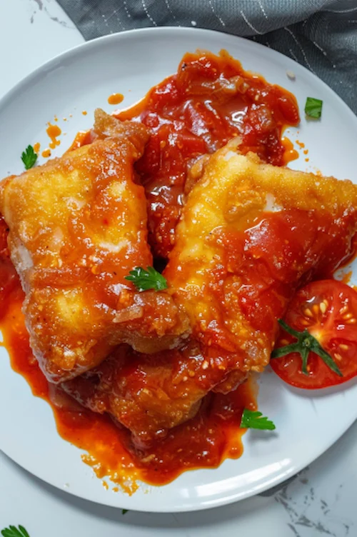 elaboración Bacalao encebollado con tomate