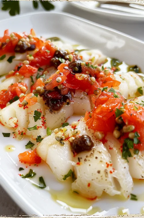 elaboración Esqueixada de bacalao con tomate rallado