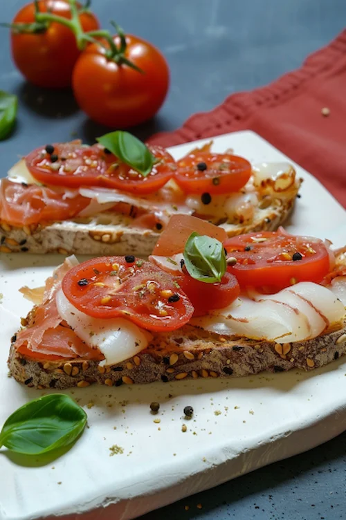 elaboración Tosta de bacalao ahumado con tomate