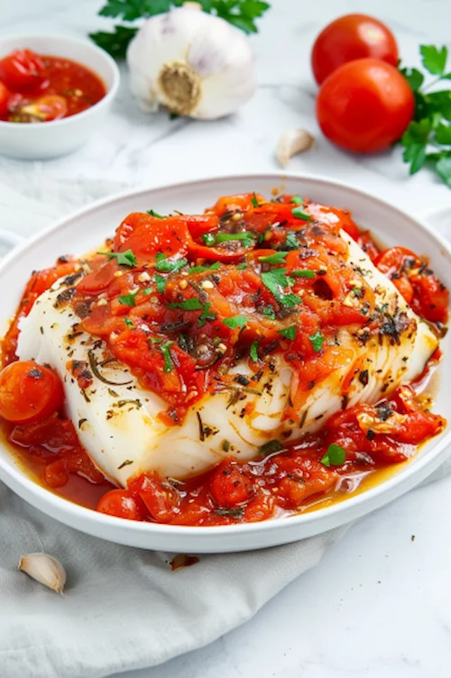 Bacalao con tomate ajo y perejil