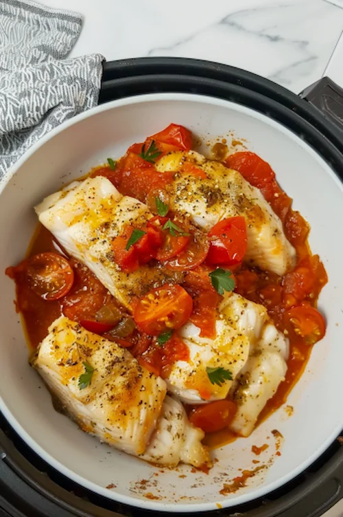 Bacalao con tomate en freidora de aire