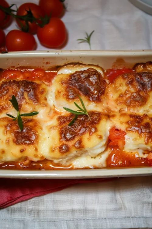 Bacalao con tomate y alioli gratinado al horno