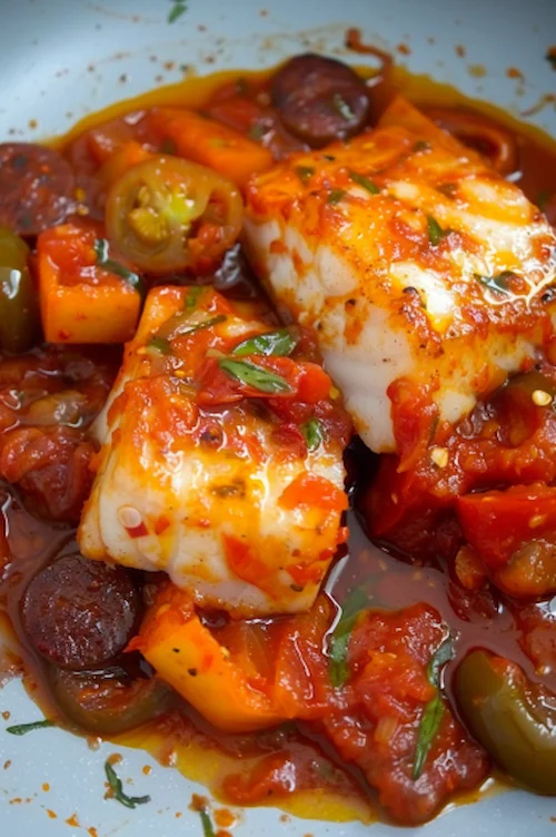 Bacalao con tomate y pimientos choriceros