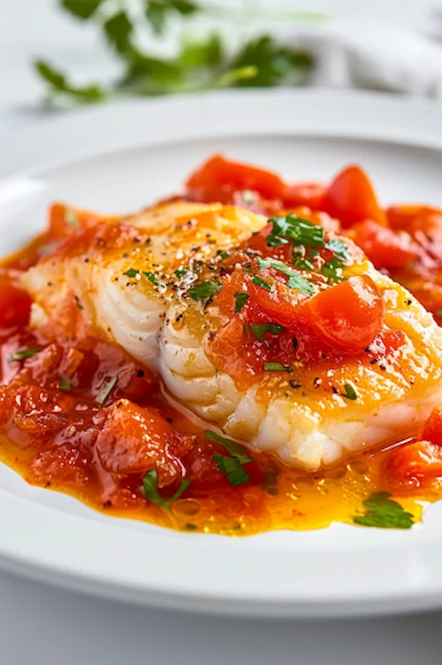 Bacalao con vinagreta de tomate