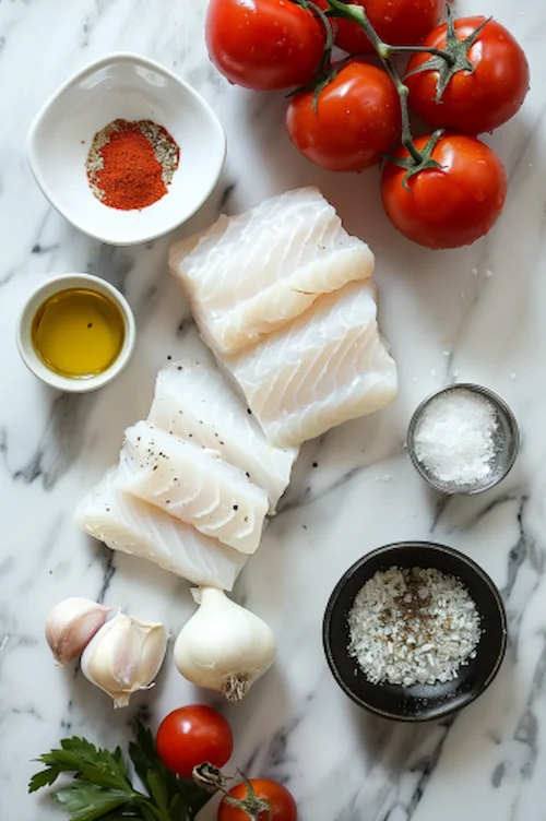 ingredientes Bacalao ahumado con tomate y queso