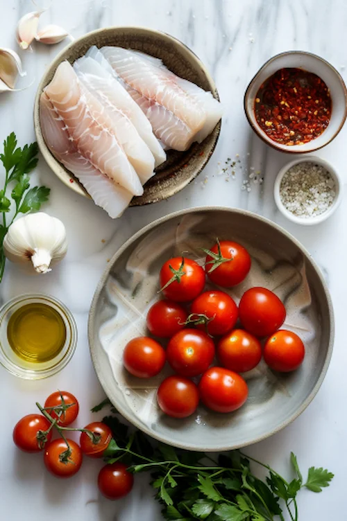 ingredientes Bacalao con coulis de tomate