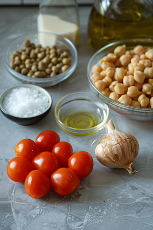 ingredientes Bacalao con garbanzos y tomate