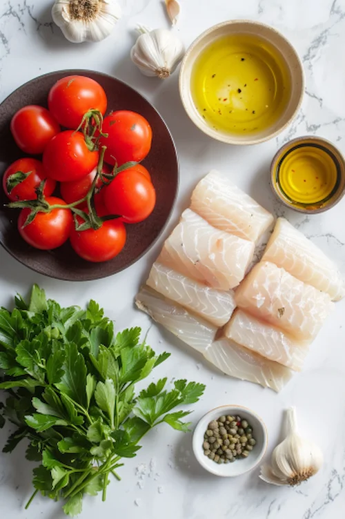 ingredientes Bacalao con tomate y alcaparras