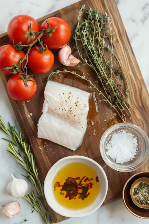 ingredientes Bacalao confitado con tomate